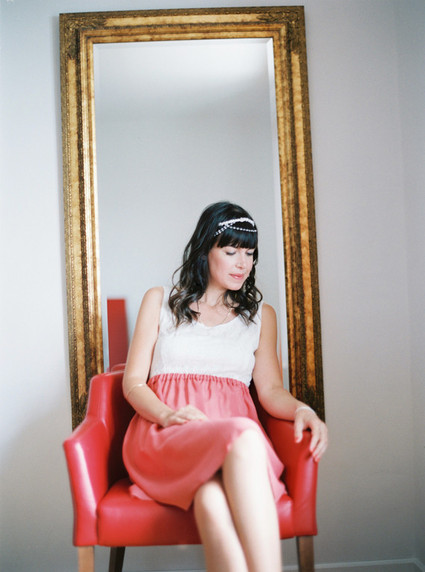 Bride with gold mirror