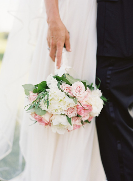 White peony and white rose bouquet