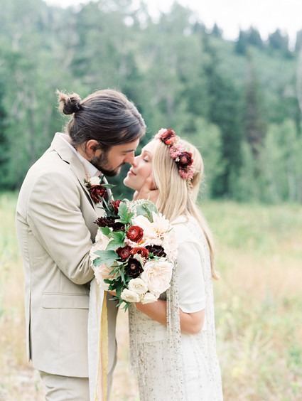 Backyard wedding portrait