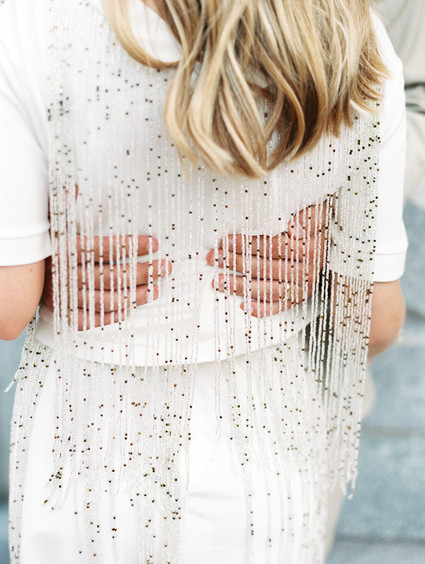 Beaded fringe wedding dress