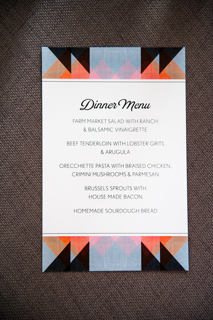 Modern geometric dinner menu