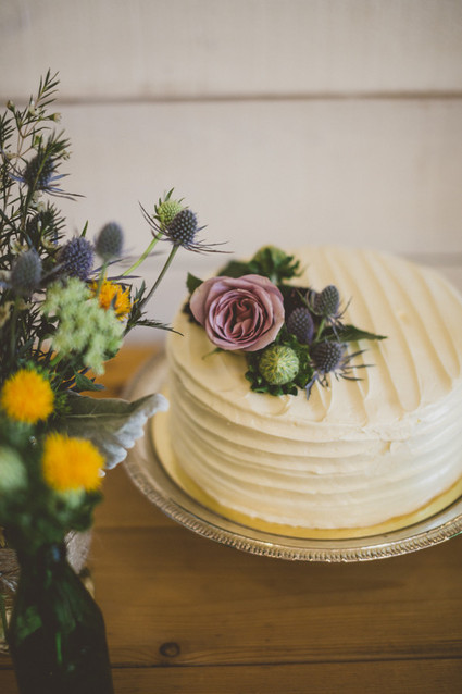 Rustic cake with flower topper