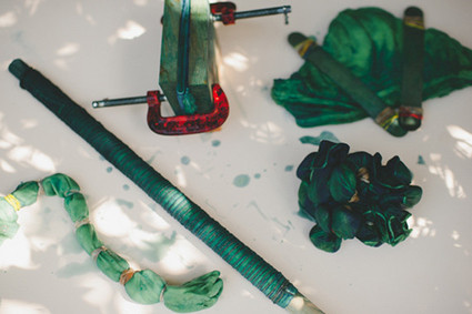 Indigo dyed bridal shower tools