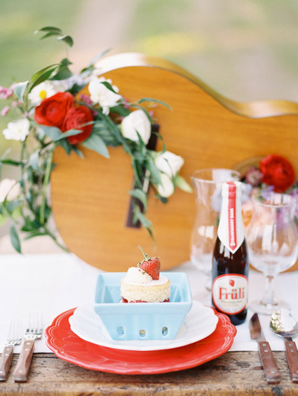Strawberry farm wedding place setting Inspiration