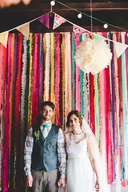 Colorful garland backdrop and portait Inspiration