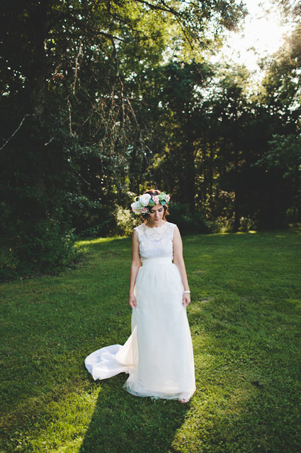 Outdoor bride portrait with flower crown