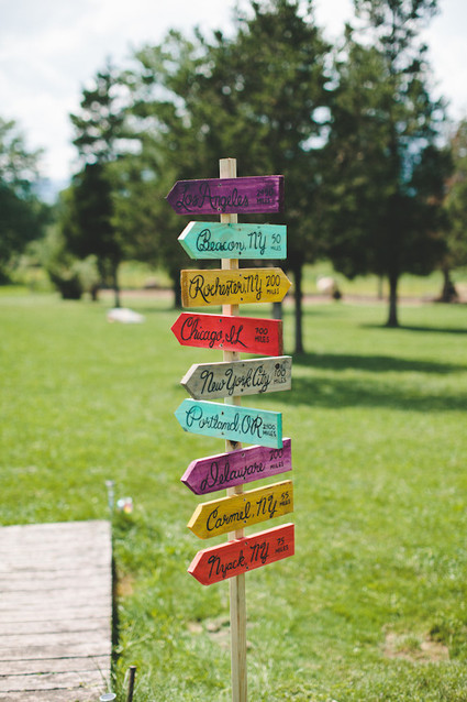 Colorful camp themed wedding signage