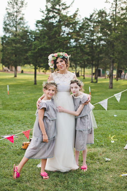 Bride with flower girls