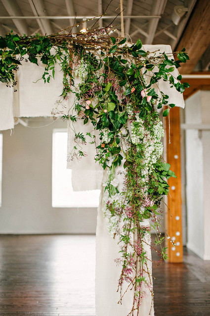 Organic spring wedding altar floral garland Inspiration