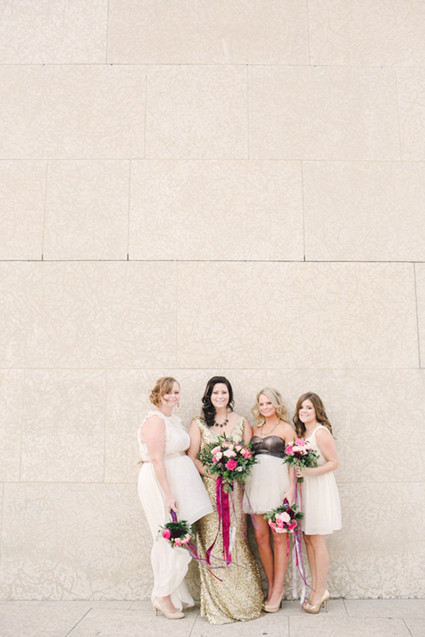 Gold and white bridesmaid dresses Inspiration