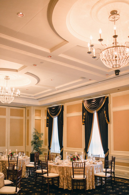 Black, pink, and gold wedding reception