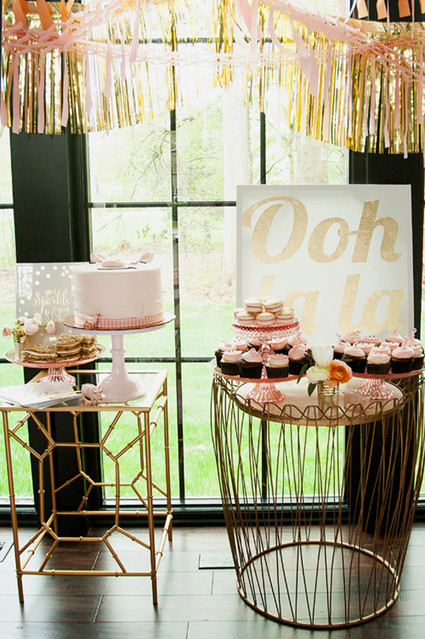 Pink and gold dessert table