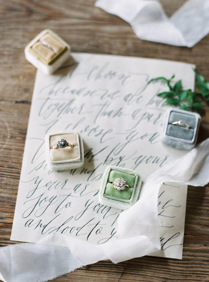 Pastell ring boxes and calligraphy