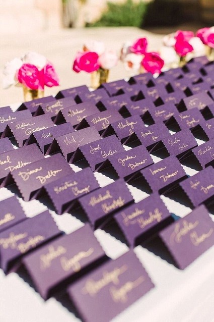 Purple escort card display