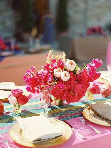 Pink wedding florals