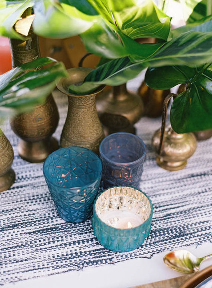 Gold and blue tropical decor