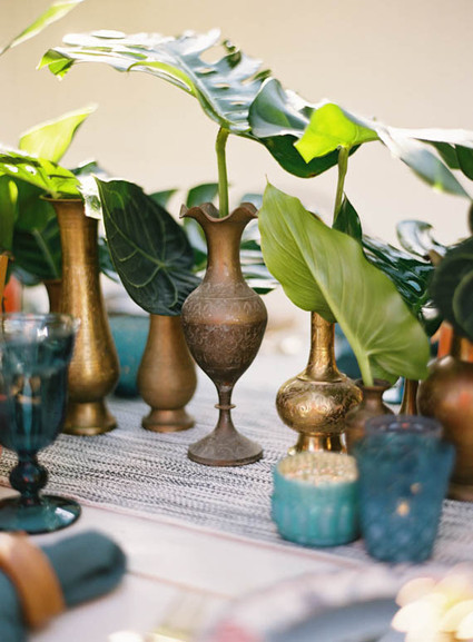Gold and blue tropical decor