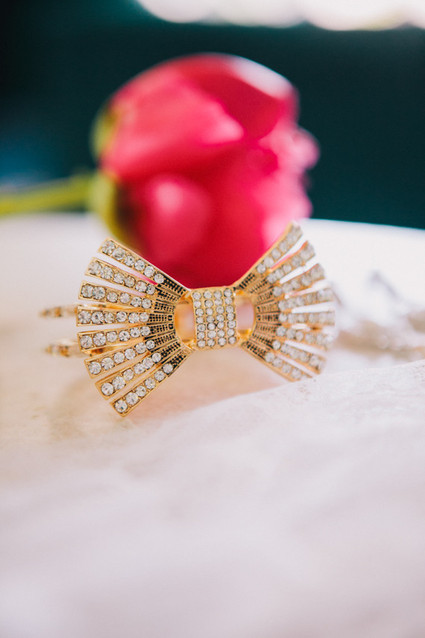 Bridesmaid gold bow bracelet