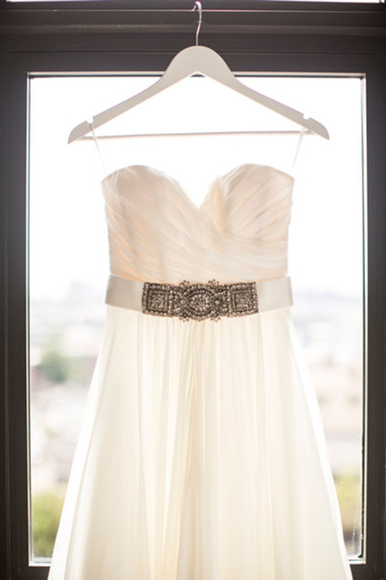 Wedding dress with silver belt