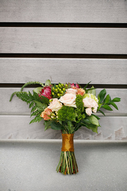 Pink rose and greenery bouquet