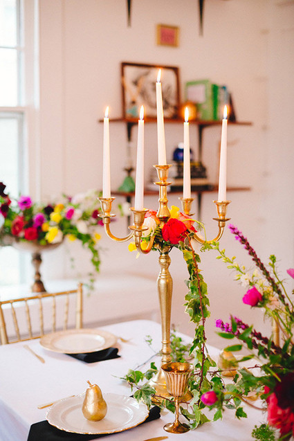 Gold and white candleabra