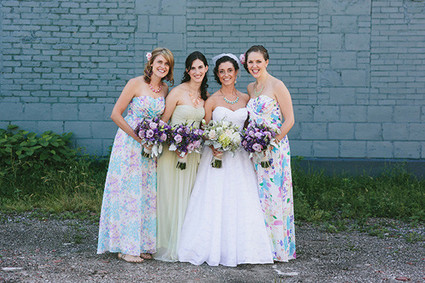 Bridesmaid with purple and green accents