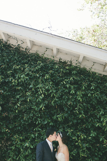 Bohemian greenery wedding portrait