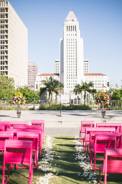 Modern downtown Los Angeles wedding ceremony Inspiration