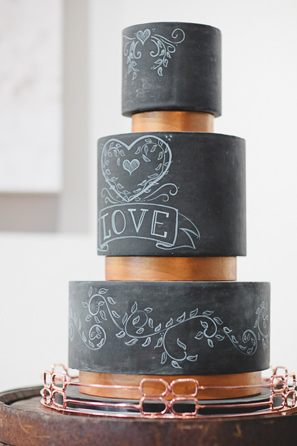 Black 3 tiered wedding cake