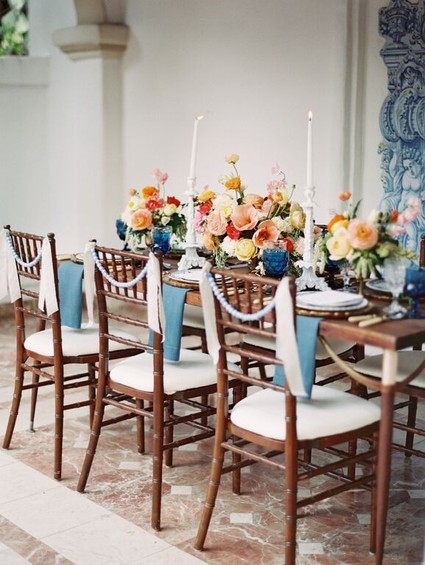 Vintage Spanish inspired wedding tablescape