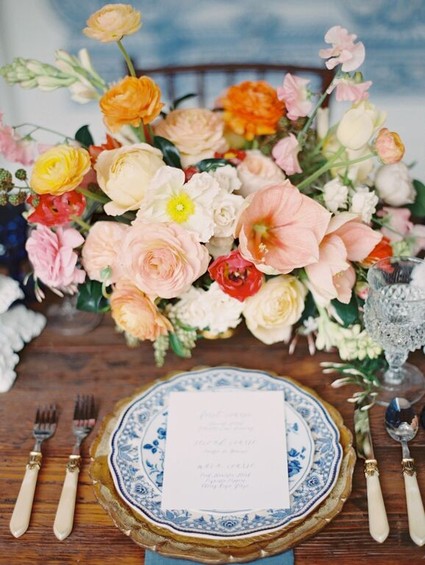 Colorful wedding floral arrangements Inspiration