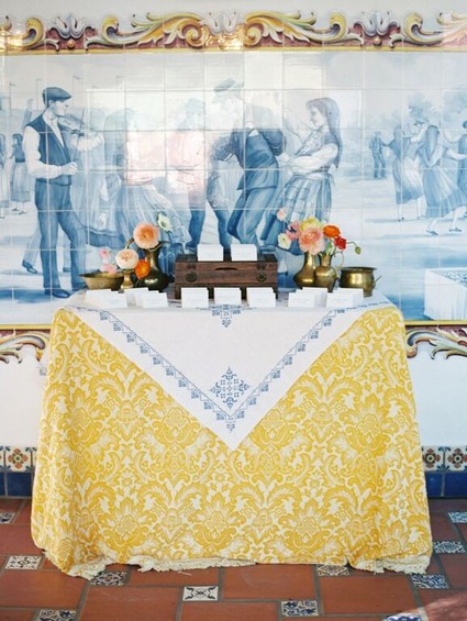 Vintage Spanish inspired escort card display