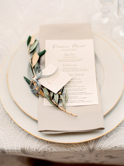 Gold leaf place cards Inspiration