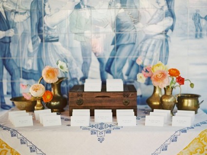 Vintage Spanish inspired escort card table