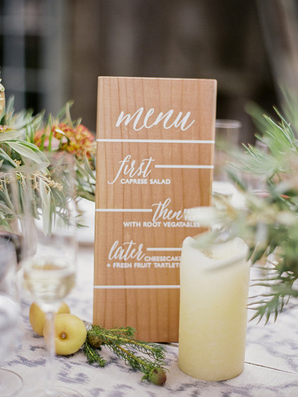 Wooden wedding menu
