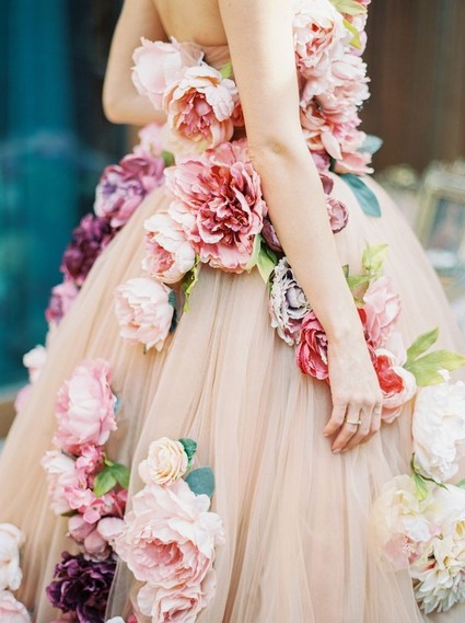 Custom designed floral wedding dress