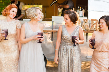 Metallic bridesmaids dresses