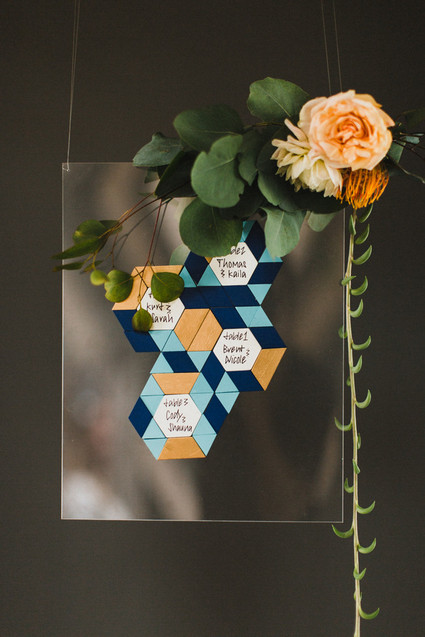 Retro geometric escort cards