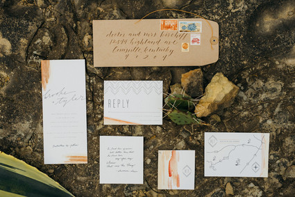Hand-dip-dyed invitation suite