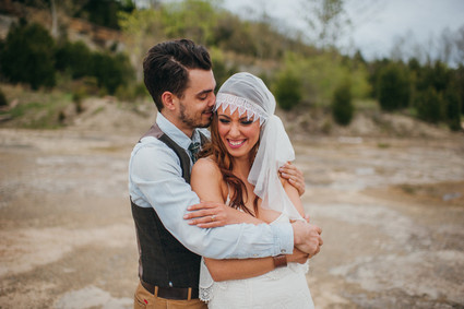 Bohemian outdoor wedding portrait