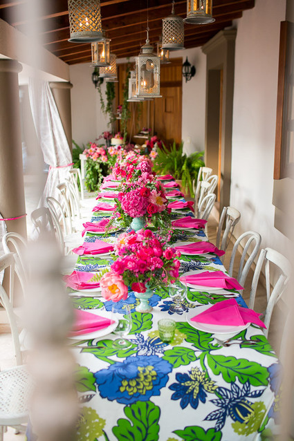 Hot pink floral birthday party in Cabo