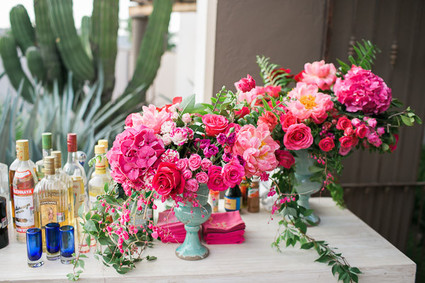 Hot pink floral birthday party in Cabo