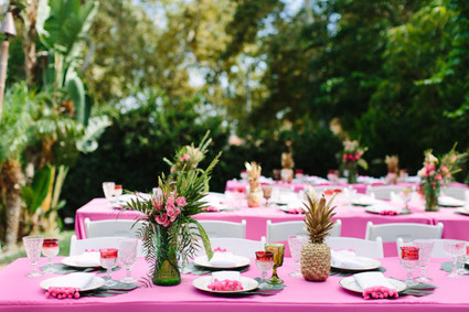 Tropical bridal shower tablescape