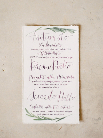 Wedding menu