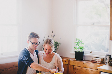At home fall engagement portrait