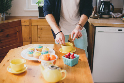 At home fall engagement portrait