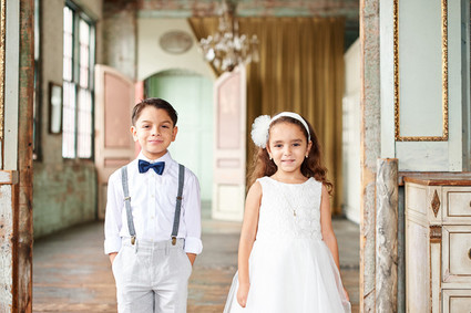 Ring bearer and flower girl portrait