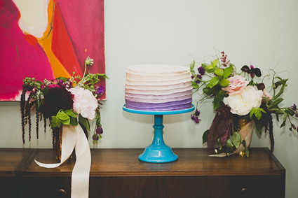 Purple ombre wedding cake