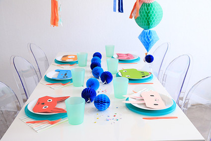 bright modern birthday party Inspiration