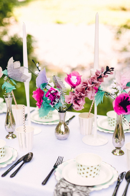 Paper flower tablescape